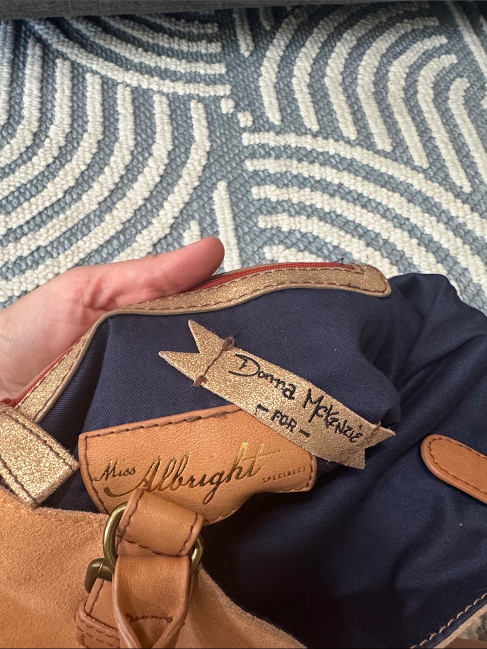 Miss Albright Donna McKenzie French Bulldog Suede Leather Tote Bag | Dog Lover - Picture 6 of 12